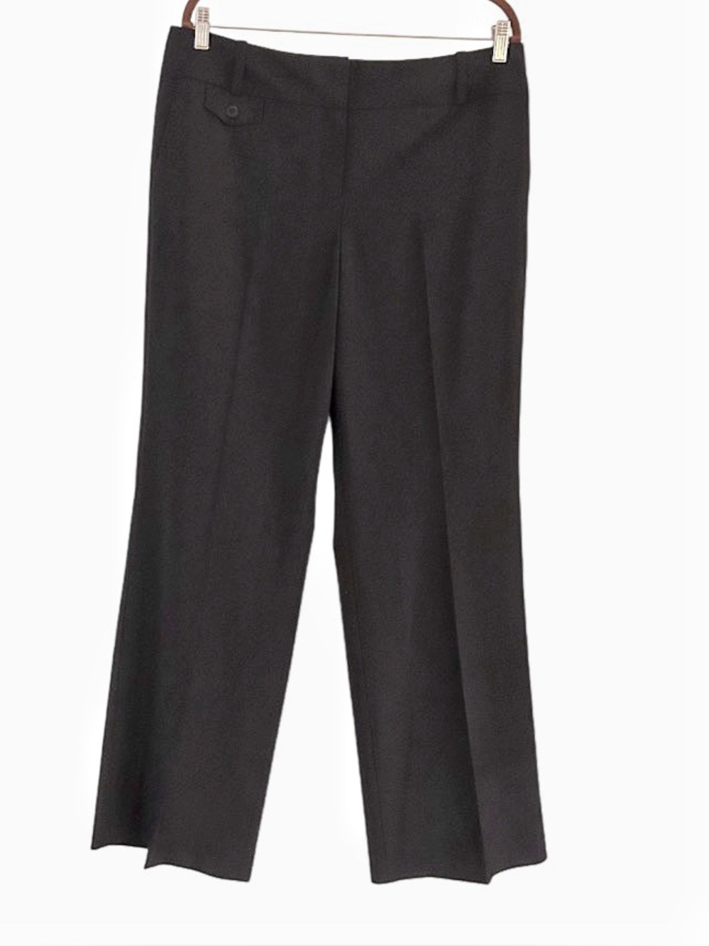 Talbots Black Pants Size 14 Black Wide Leg Lightweight Wool Lined Stretch